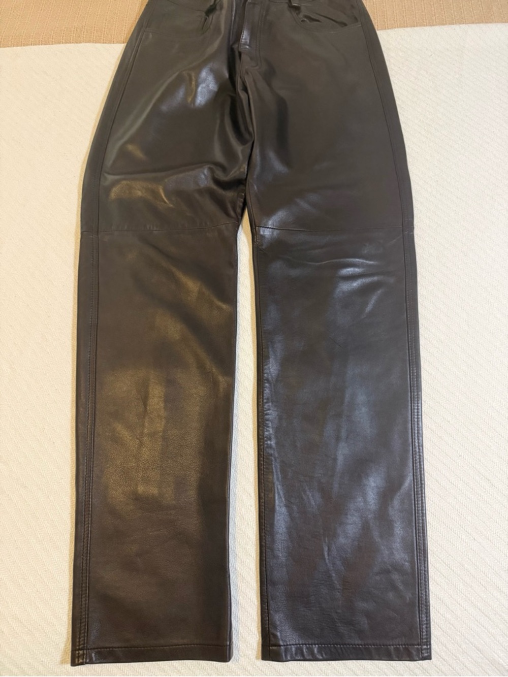 Ermenegildo Zegna Black Leather Relaxed pants - Picture 2 of 9
